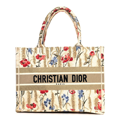 Christian Dior Canvas Embroidered Medium Hibiscus Book Tote Beige Multicolor 1 of 11