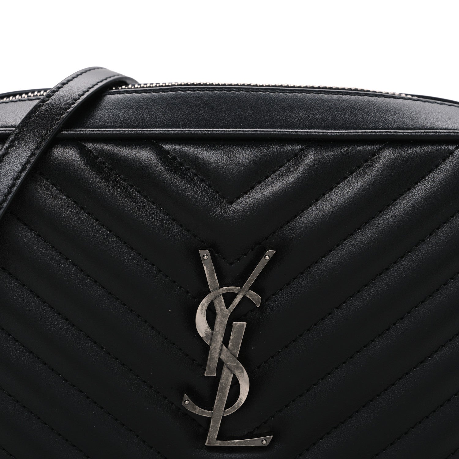 Saint Laurent Calfskin Matelasse Monogram Lou Camera Bag Black 8 of 10