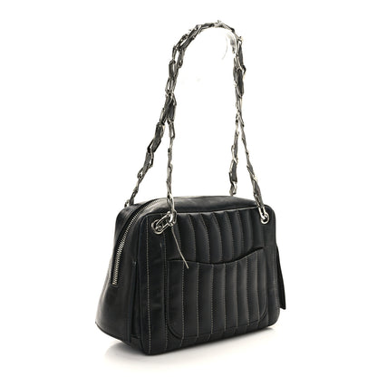 Chanel Lambskin Vertical Quilted Mademoiselle Small Camera Case Black 3 of 11