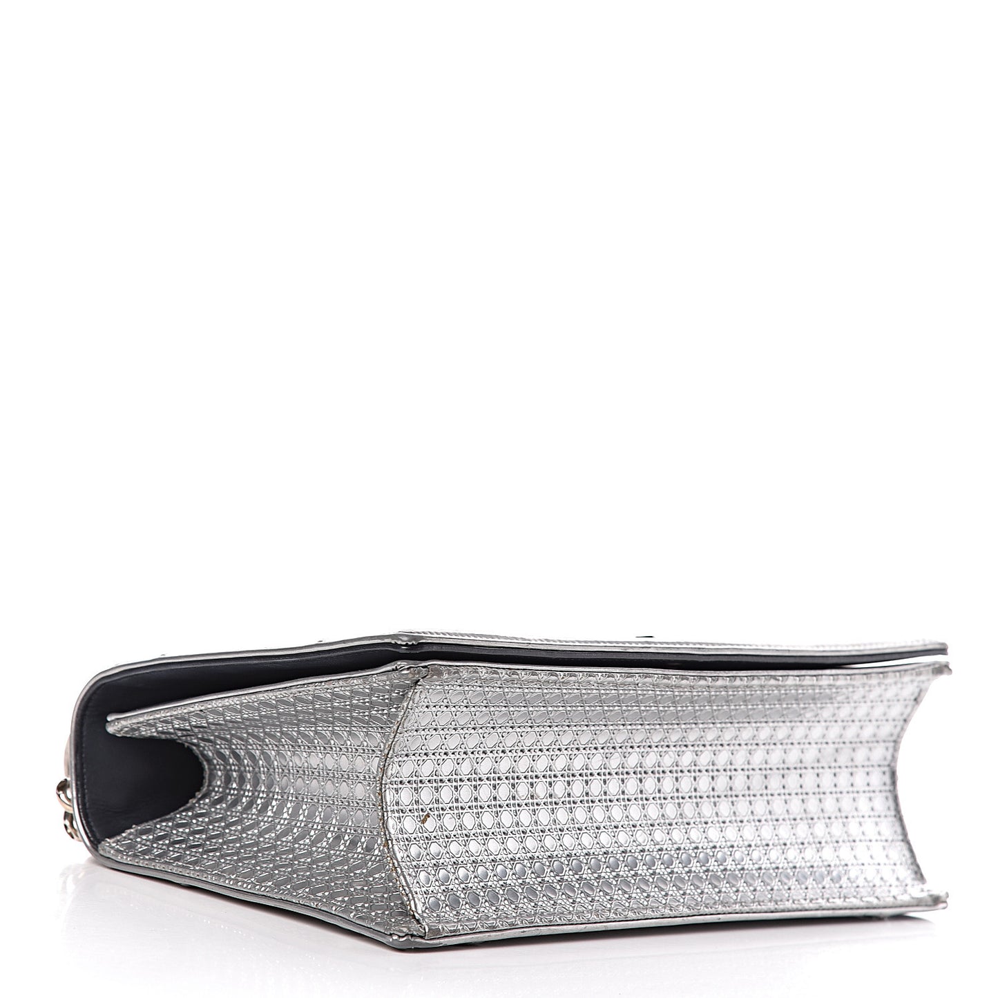 Metallic Patent Micro-Cannage Medium Diorama Flap Bag Silver