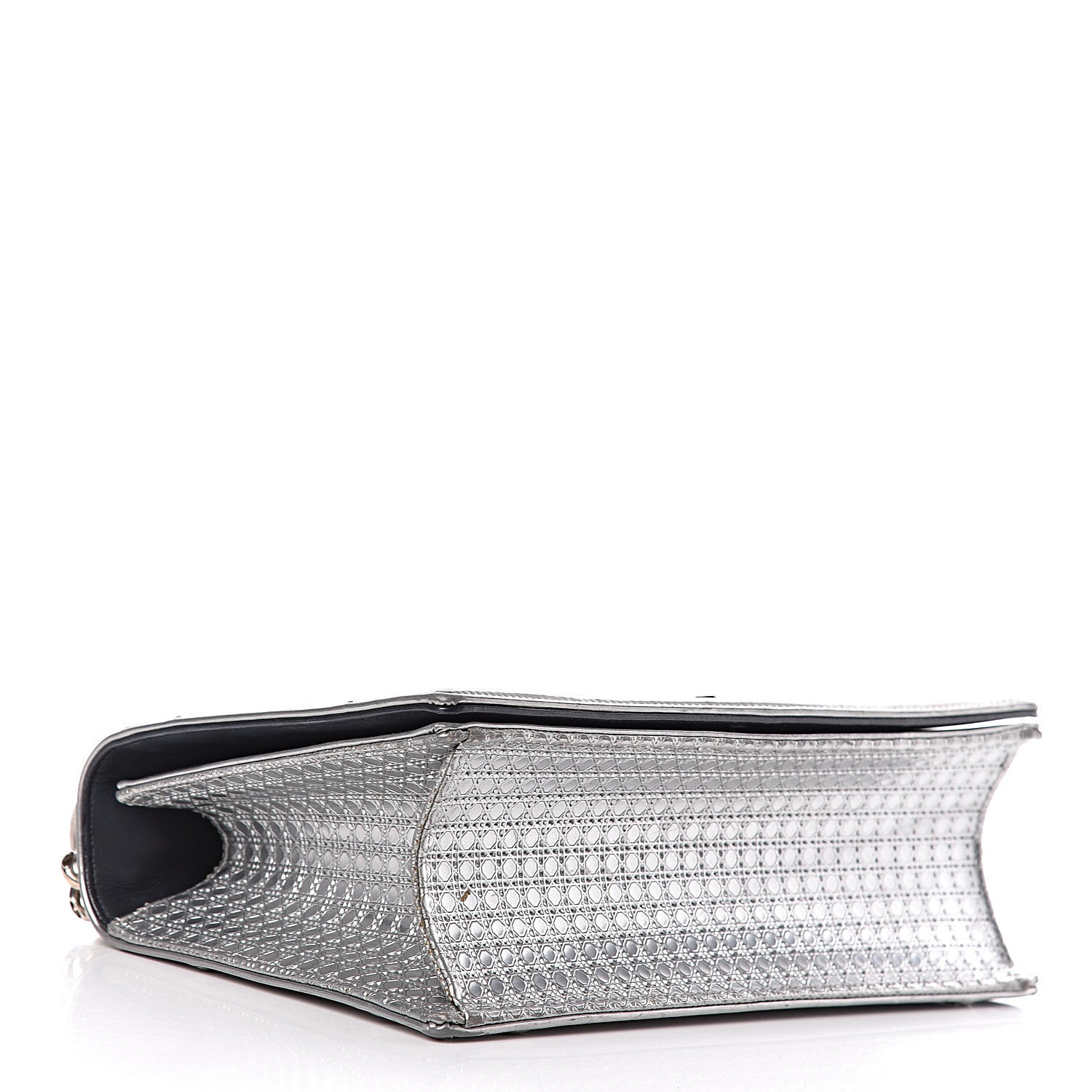 Christian Dior Metallic Patent Micro-Cannage Medium Diorama Flap Bag Silver 4 of 15