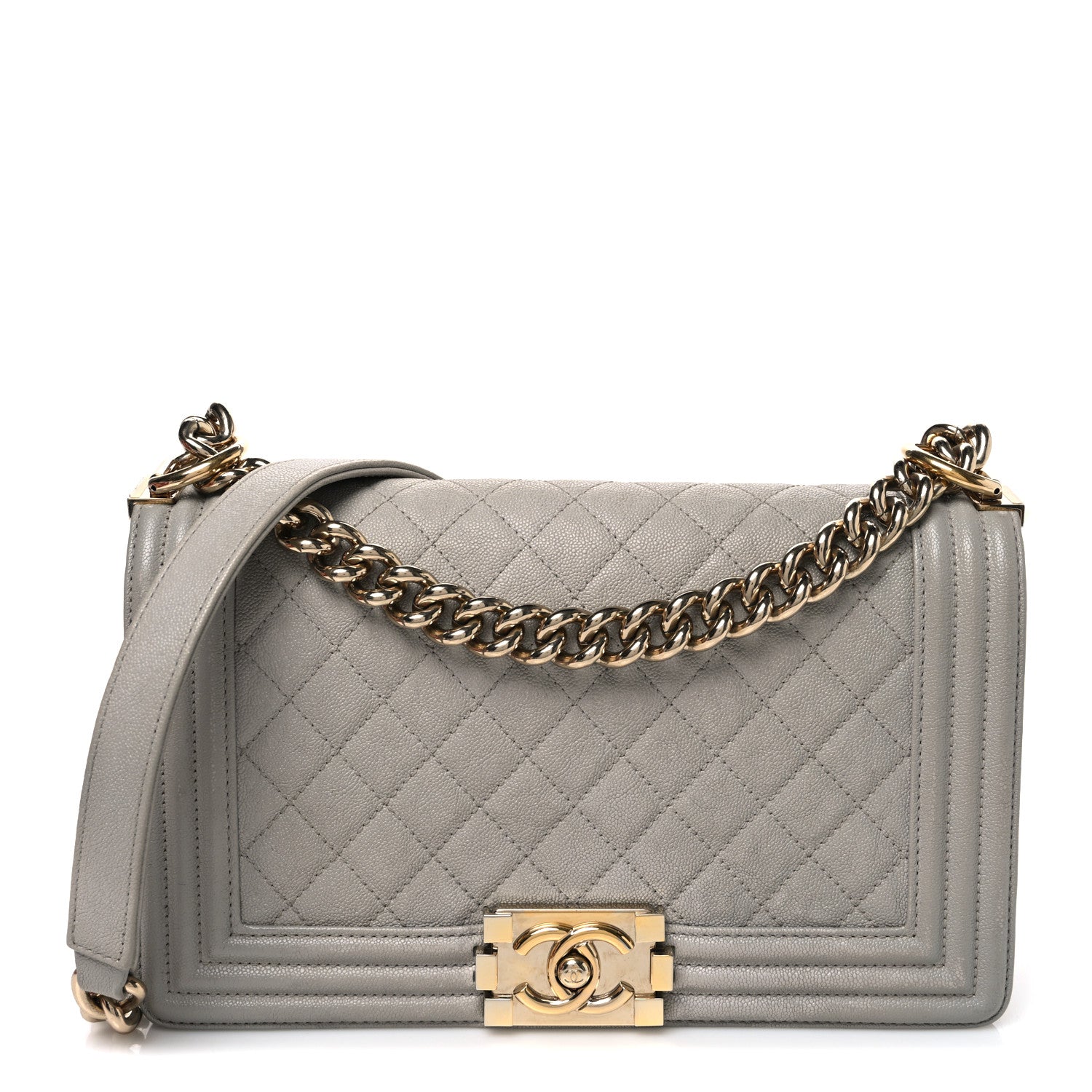 Chanel Caviar Quilted Medium Boy Flap Light Grey 1 of 10