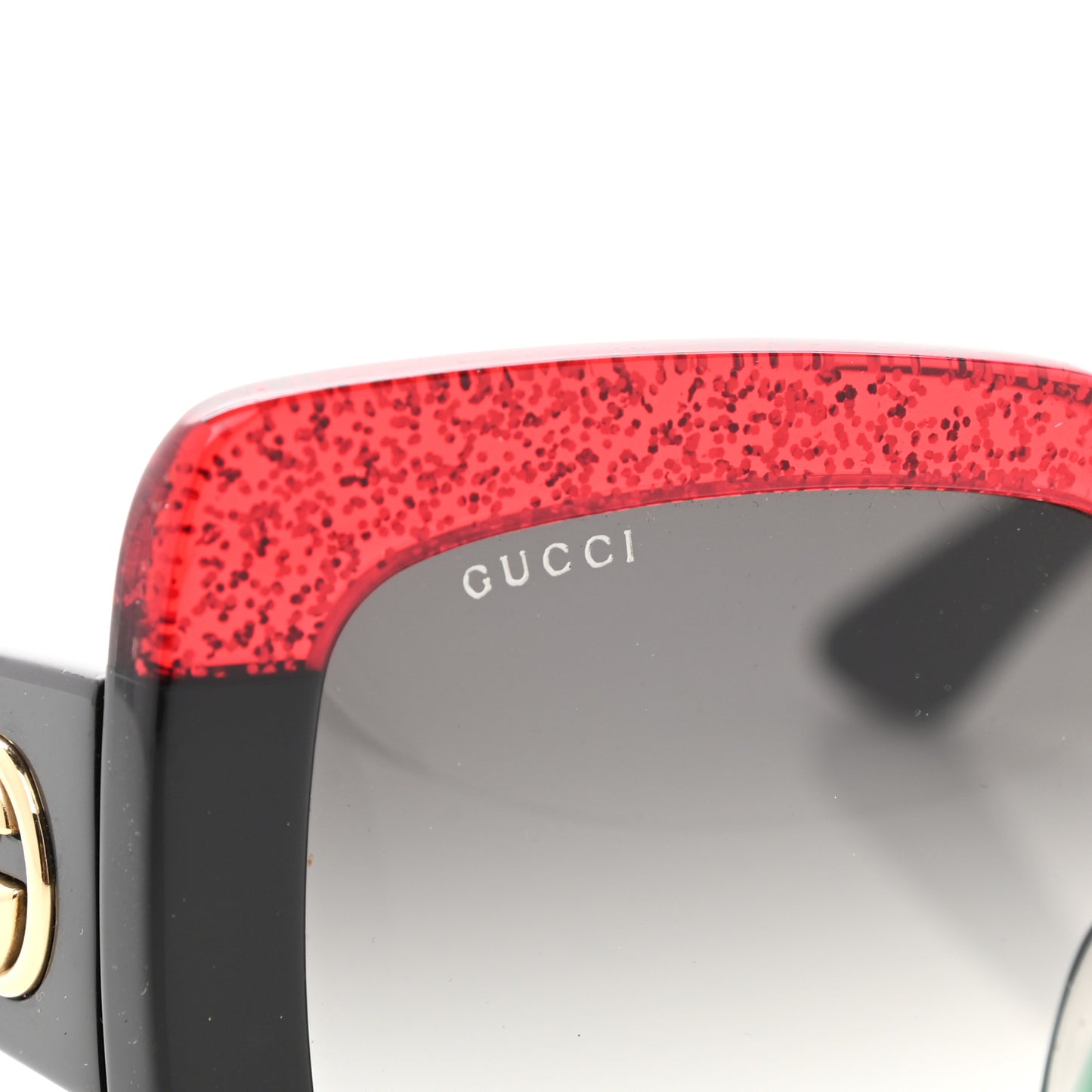 Acetate Square Frame Sunglasses GG0083S Glitter Red Black Green