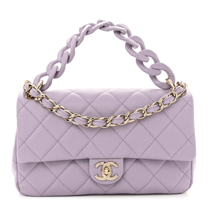 Chanel Caviar Quilted Dual Handle Chain Flap Bag Light Purple 1 of 10
