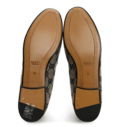 Gucci Monogram Malaga Kid Horsebit Womens Jordaan Loafers 36 Beige Blue 36 Beige Blue 5 of 9