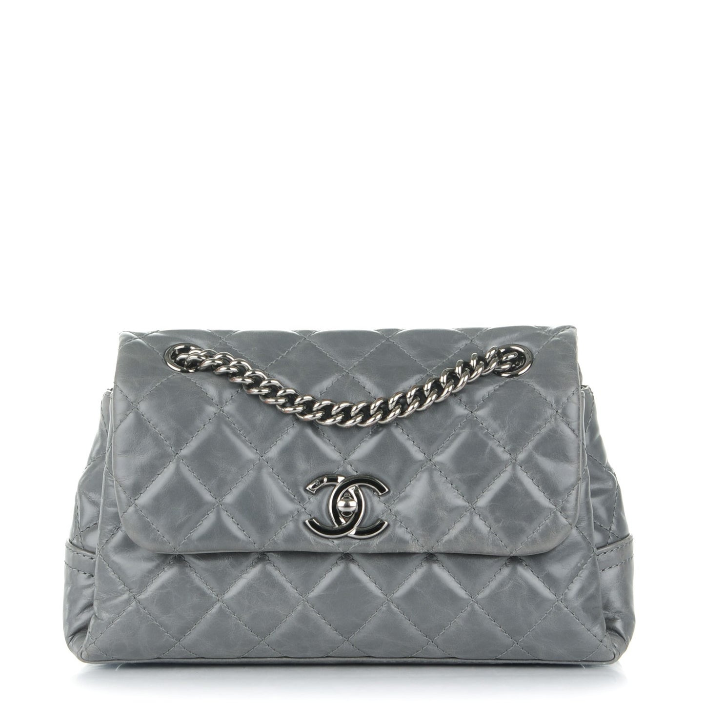 Calfskin Small Lady Pearly Flap Grey