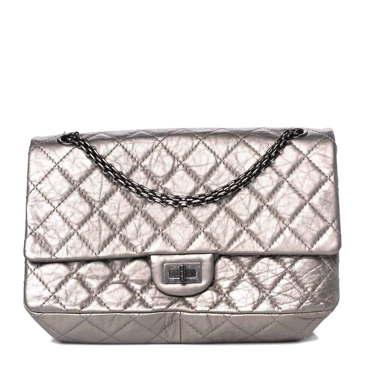 Chanel Metallic Aged Calfskin Quilted Accordion 2.55 Reissue Flap Silver 1 of 10