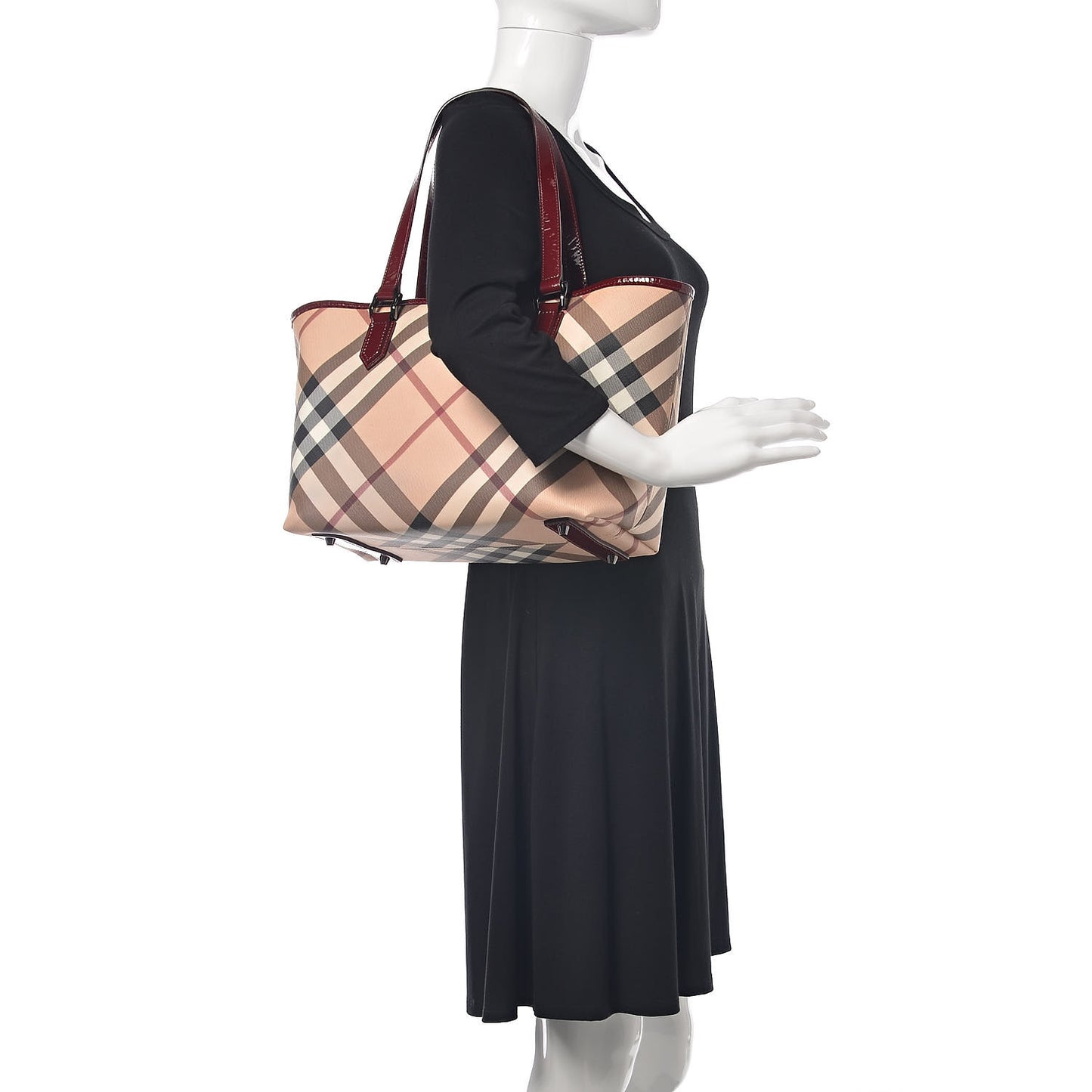Supernova Check Small Nickie Tote Berry Red