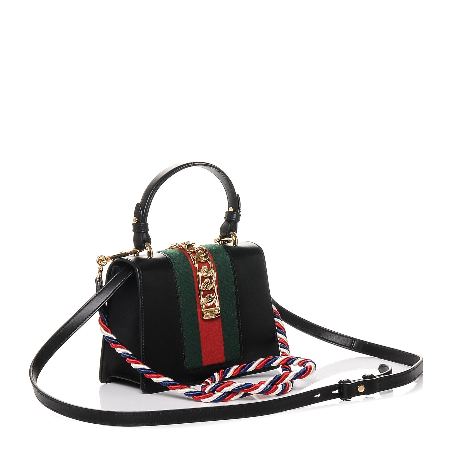 Gucci Calfskin Mini Sylvie Top Handle Bag Black 4 of 7