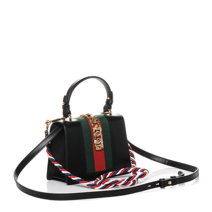 Gucci Calfskin Mini Sylvie Top Handle Bag Black 4 of 7