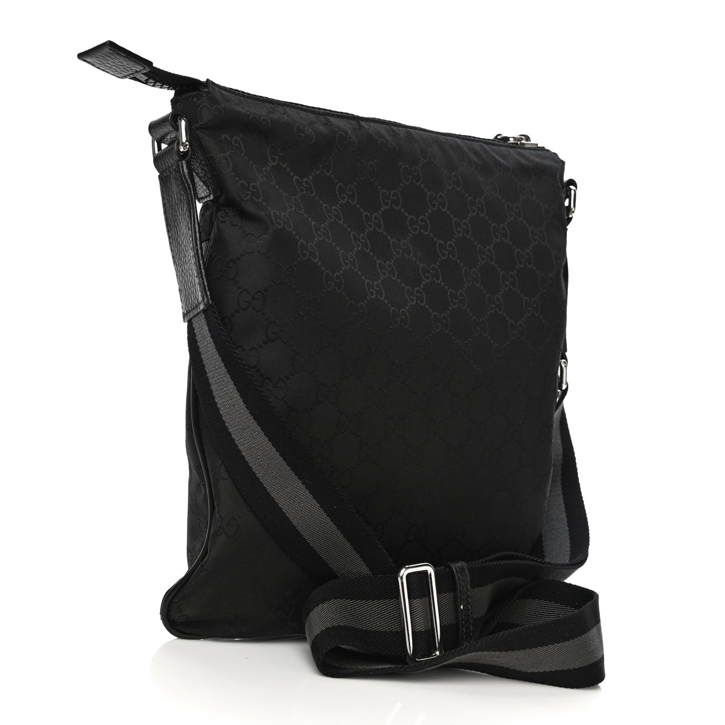 Nylon Monogram Small Flat Messenger Bag Black