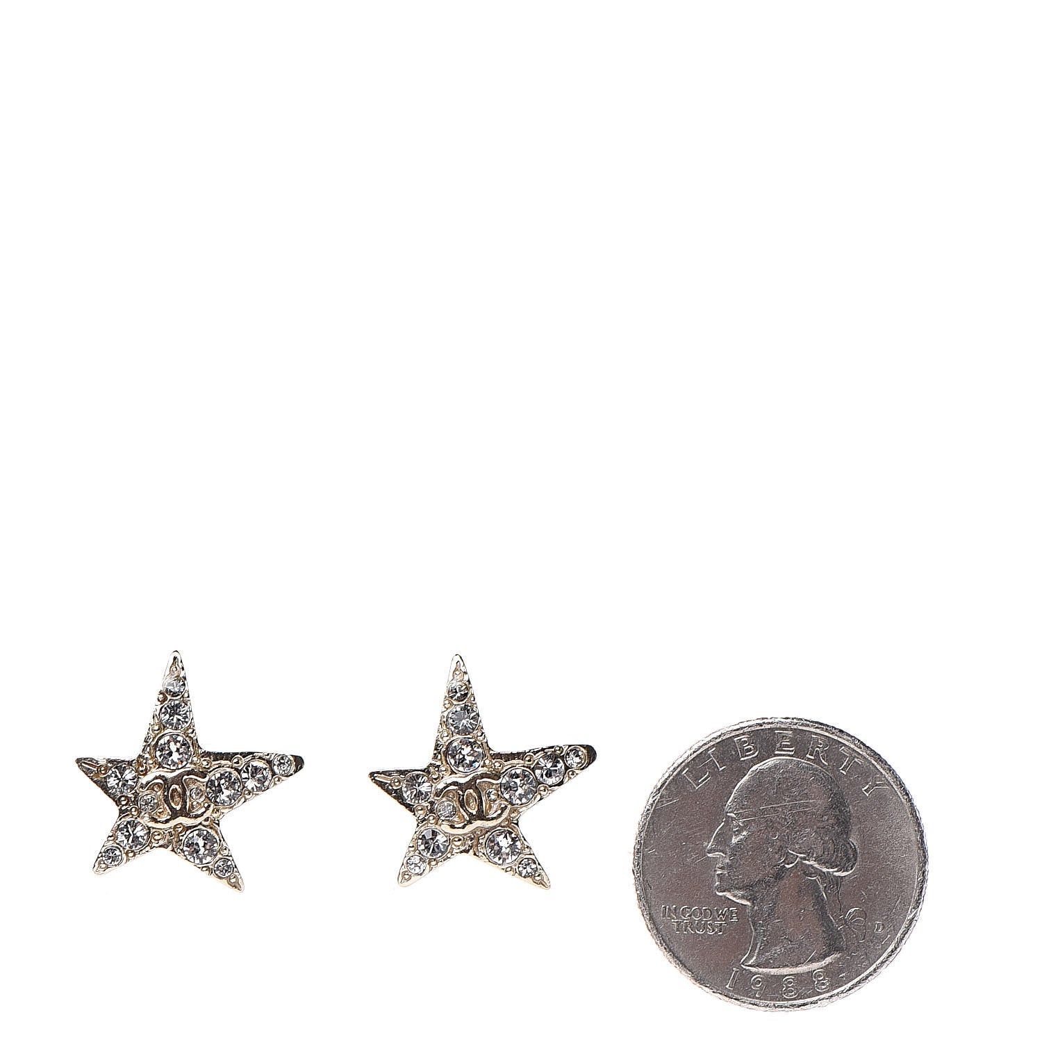Chanel Swarovski Crystal CC Star Earphone Charms Gold 2 of 5