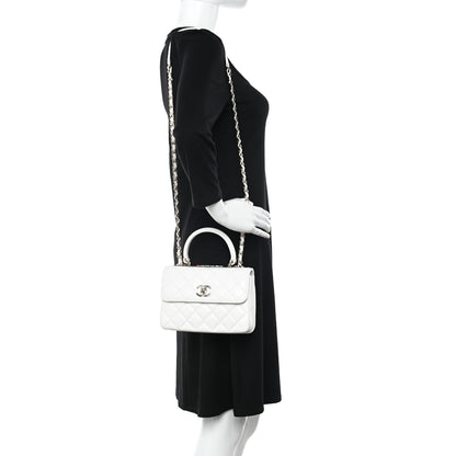 Chanel Lambskin Lacquered Quilted Mini Trendy CC Dual Handle Flap Bag White 2 of 11
