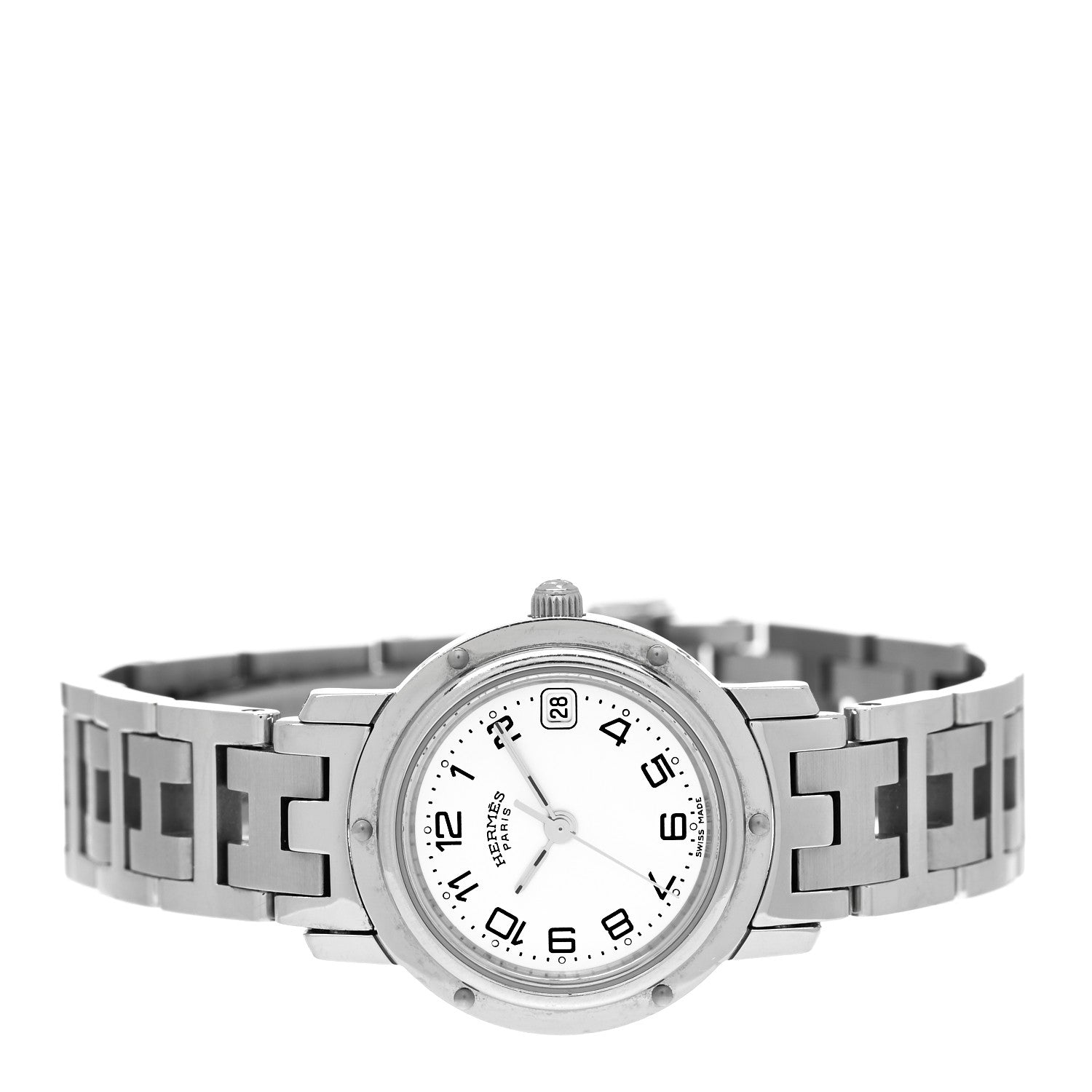 Hermes Stainless Steel 24mm Clipper Quartz Watch White 2 of 5