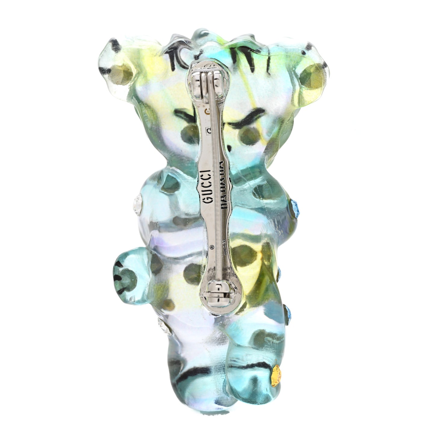 Crystal Resin Ha Ha Ha Bear Brooch Blue