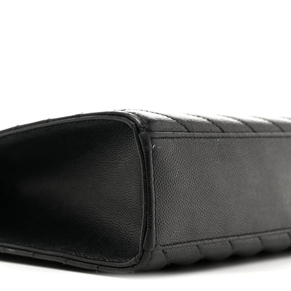 Saint Laurent Grain De Poudre Matelasse Chevron Large Monogram Satchel Black 6 of 14