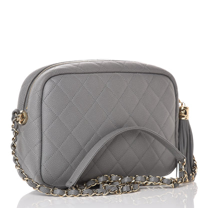 Chanel Iridescent Caviar Flat Quilted Small Coco Tassel Camera Case Grey 3 of 10