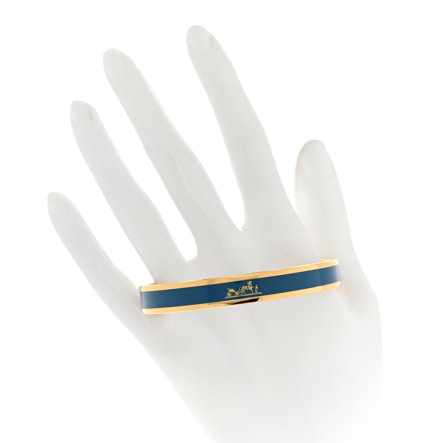 Enamel Printed Caleche Narrow Bracelet 65 Bleu