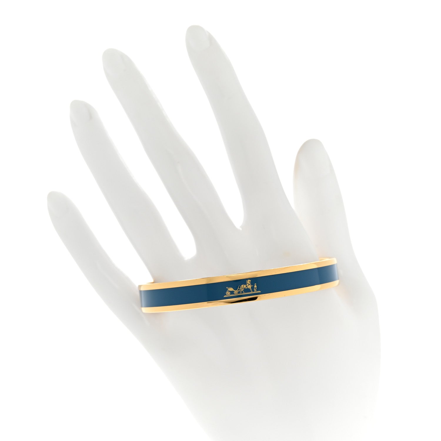 Hermes Enamel Printed Caleche Narrow Bracelet 65 Bleu 2 of 5