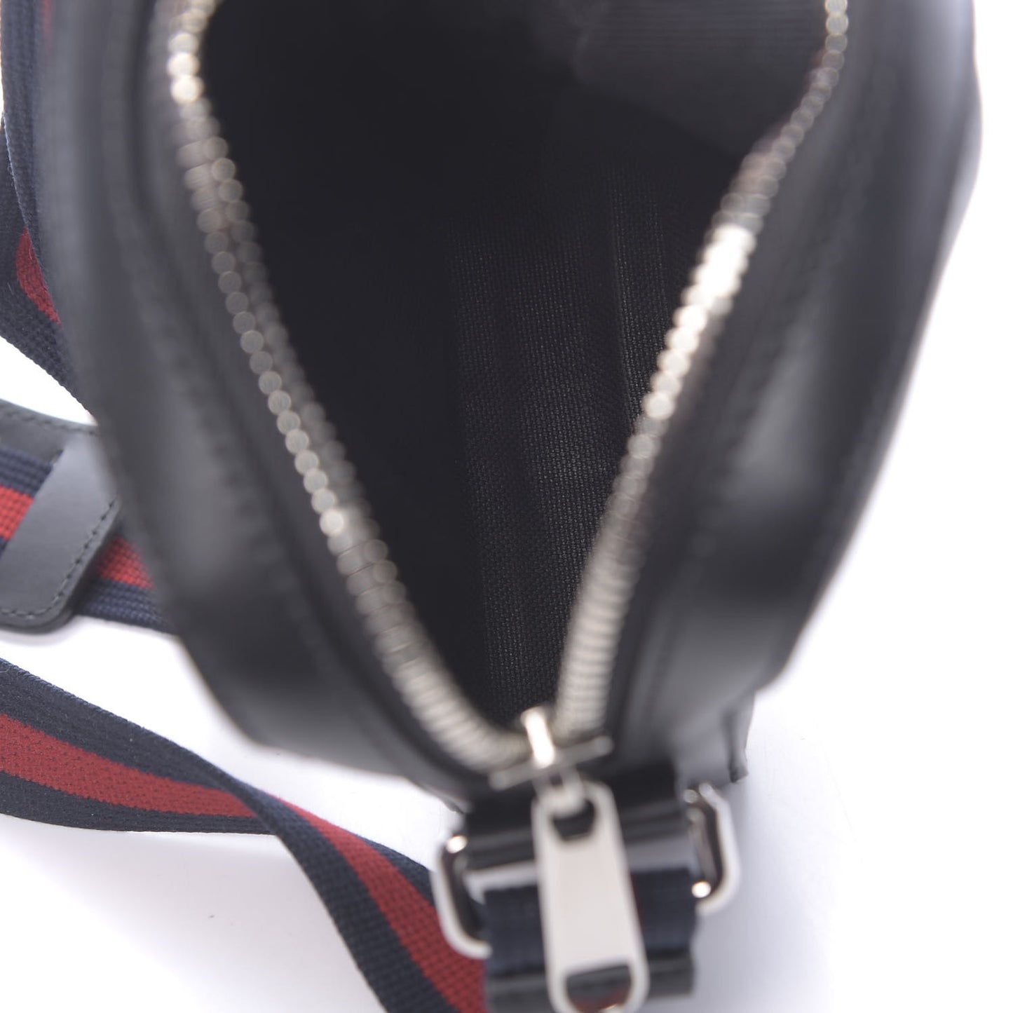GG Supreme Monogram Appia Calfskin Web Small Camera Messenger Bag Black Grey
