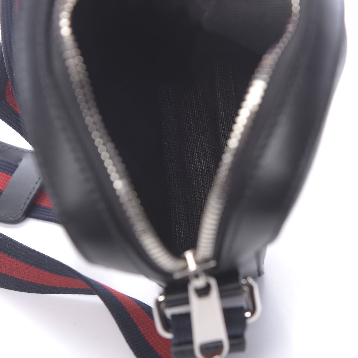 Gucci GG Supreme Monogram Appia Calfskin Web Small Camera Messenger Bag Black Grey 5 of 10