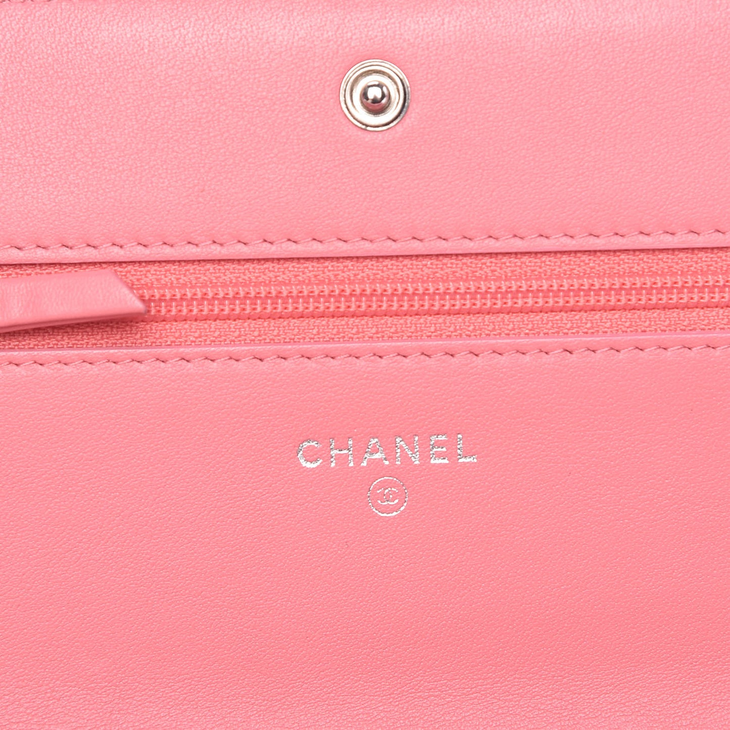 Calfskin Chevron Quilted Boy Wallet On Chain WOC Pink