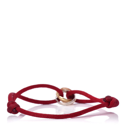 Cartier 18K Pink Yellow White Gold Trinity Cord Bracelet Red 3 of 6
