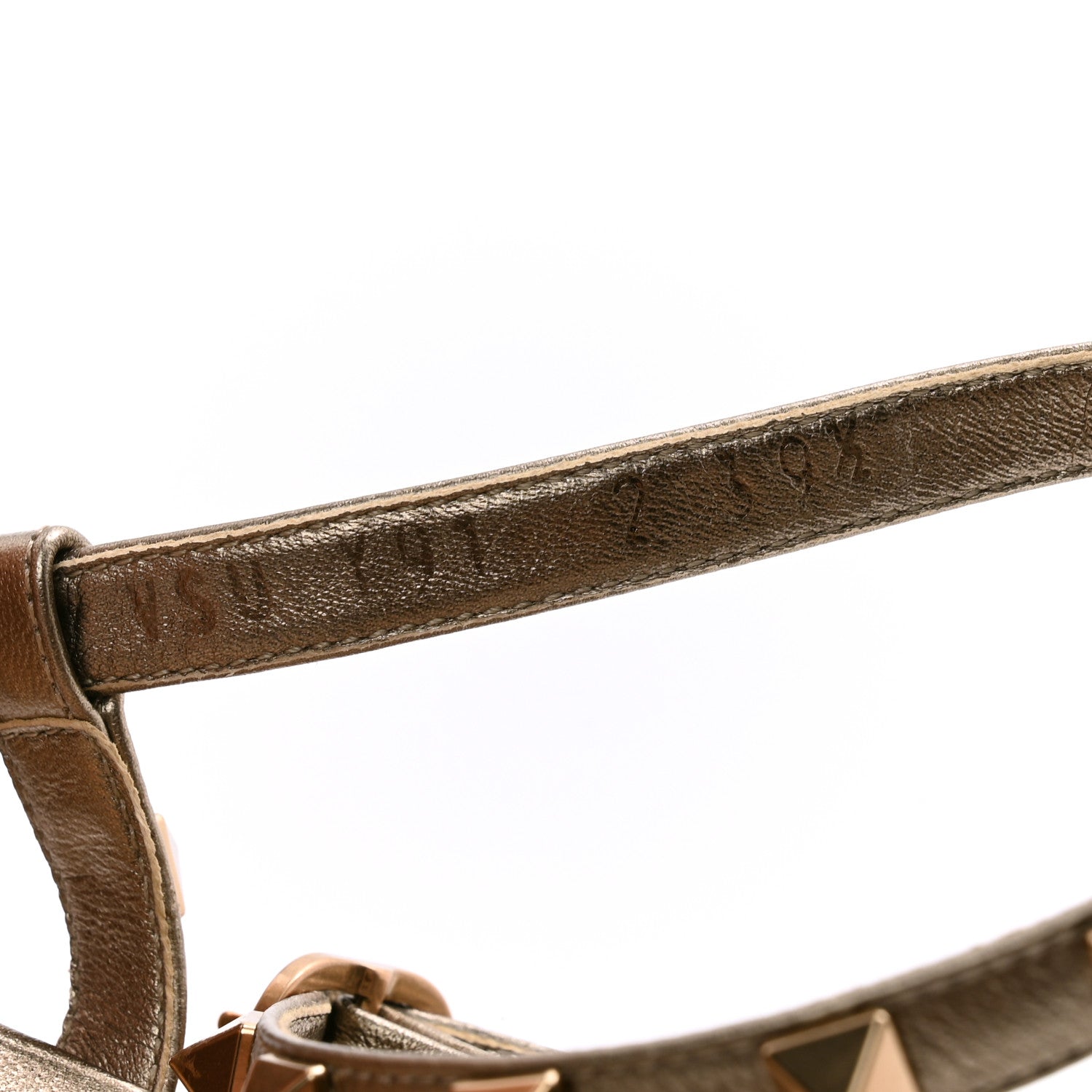 Valentino Garavani Metallic Calfskin Rockstud Ankle Wrap Flat Slide Sandals 39.5 Bronze 8 of 12