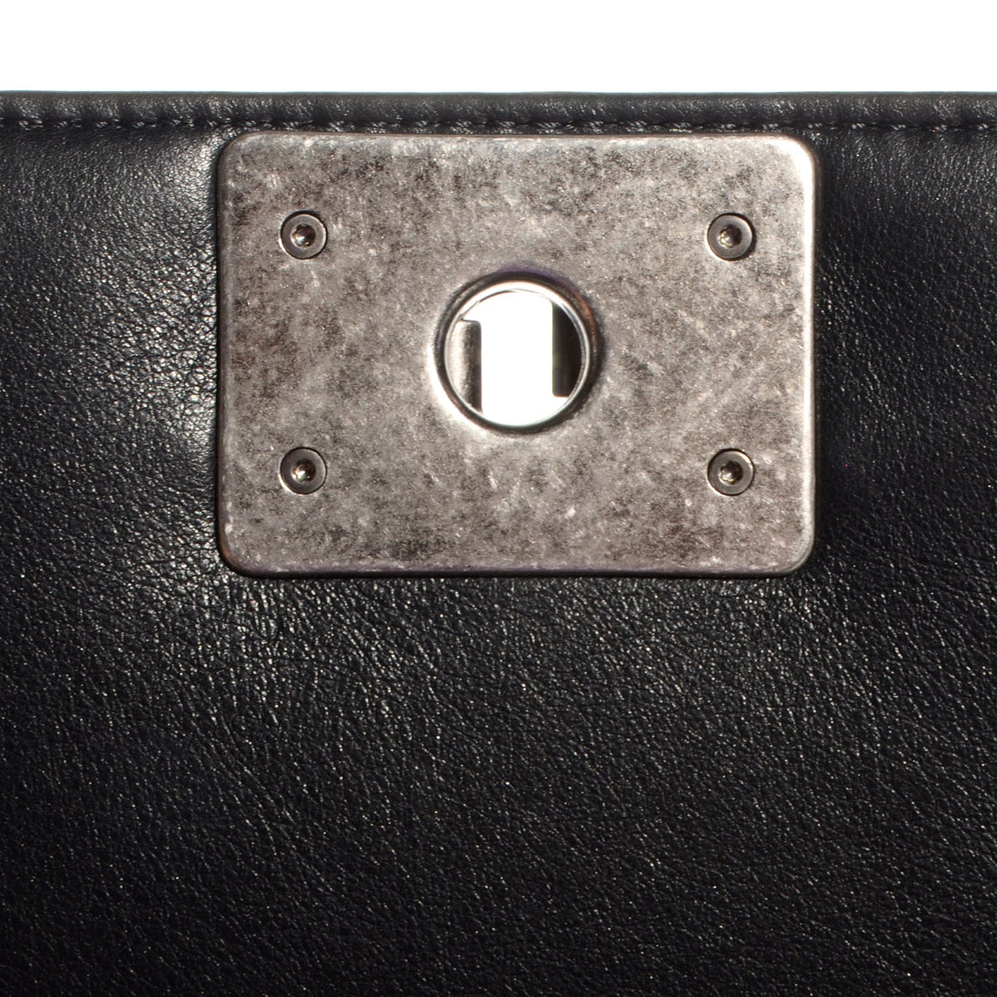 Metallic Calfskin Large Boy Flap Black