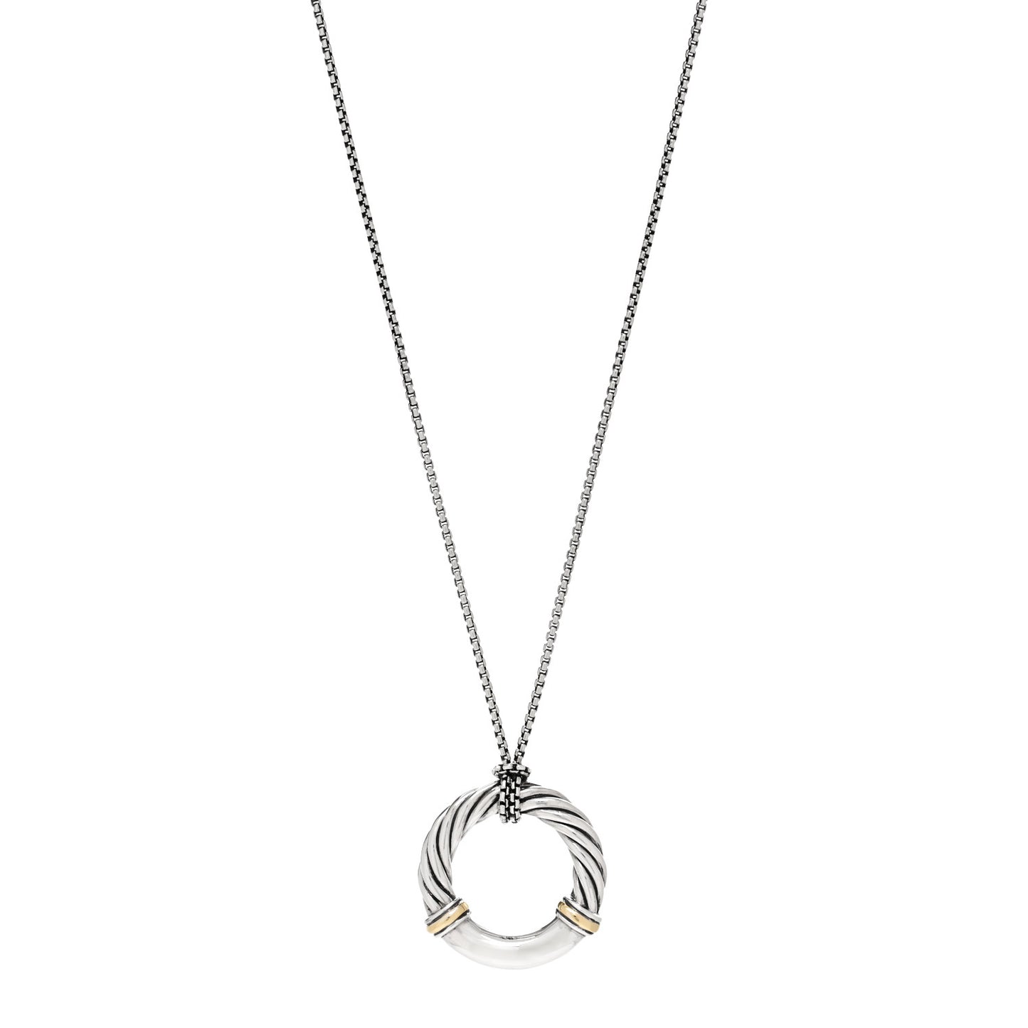 Sterling Silver 18K Yellow Gold Metro Circle Pendant Necklace