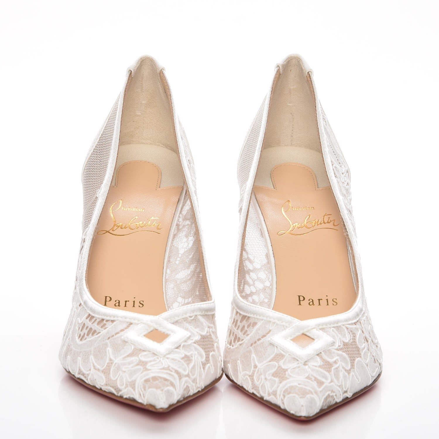 Christian Louboutin Lace Satin Neoalto 85 Pumps 36 White 2 of 8