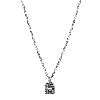 Gucci Sterling Silver Textured Square G Pendant Necklace 1 of 4