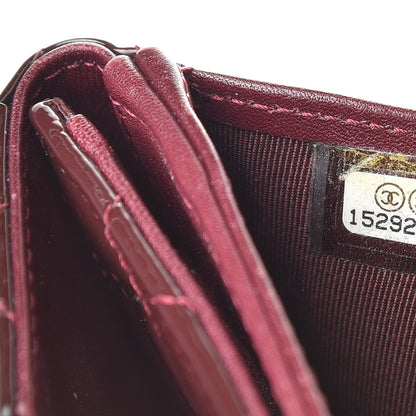 Chanel Patent Quilted Compact French Flap Wallet Dark Red 9 of 11