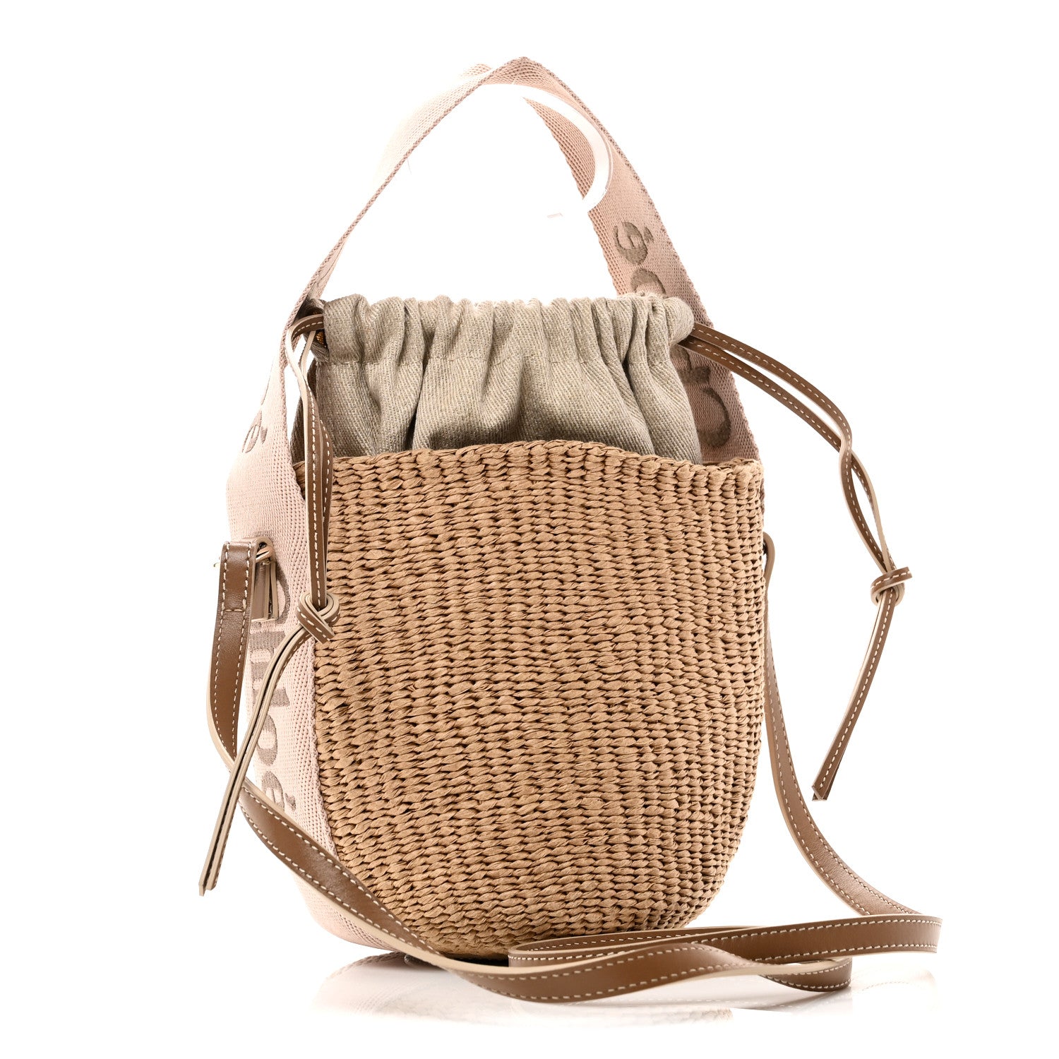 Chloé Mifuko かごバッグ ベージュ Chloe X MIFUKO Raffia Calfskin Small Woody Basket Shoulder Bag