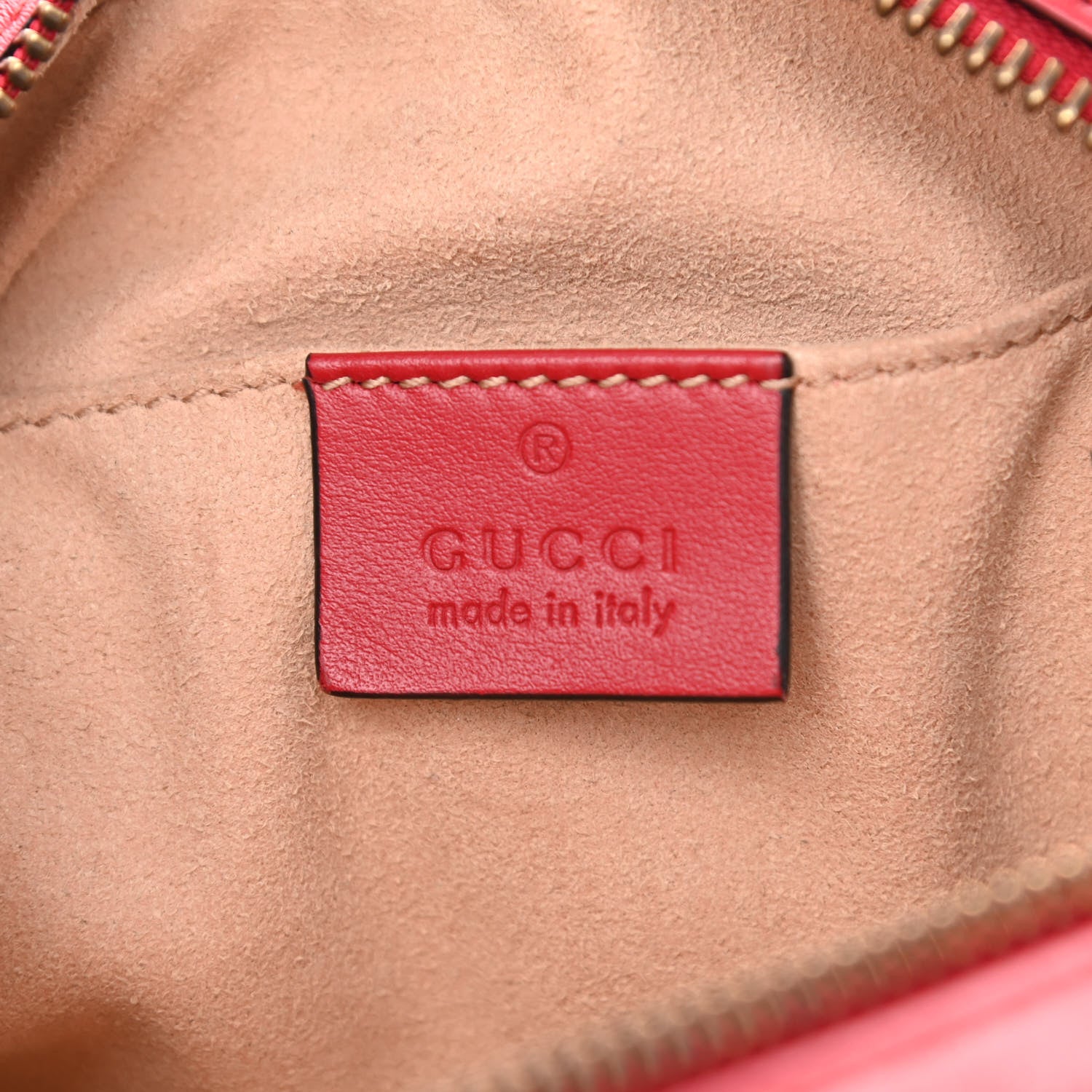 Gucci Calfskin Matelasse Mini GG Marmont Chain Shoulder Bag Hibiscus Red 5 of 7