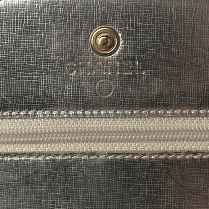 Chanel Metallic Calfskin Timeless Wallet on Chain WOC Argent Clair 5 of 10