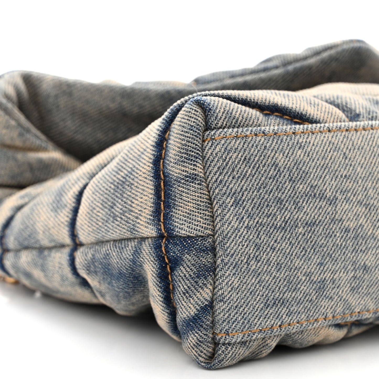 Denim Quilted Toy Loulou Puffer Monogram Chain Satchel Blue Cinnamon