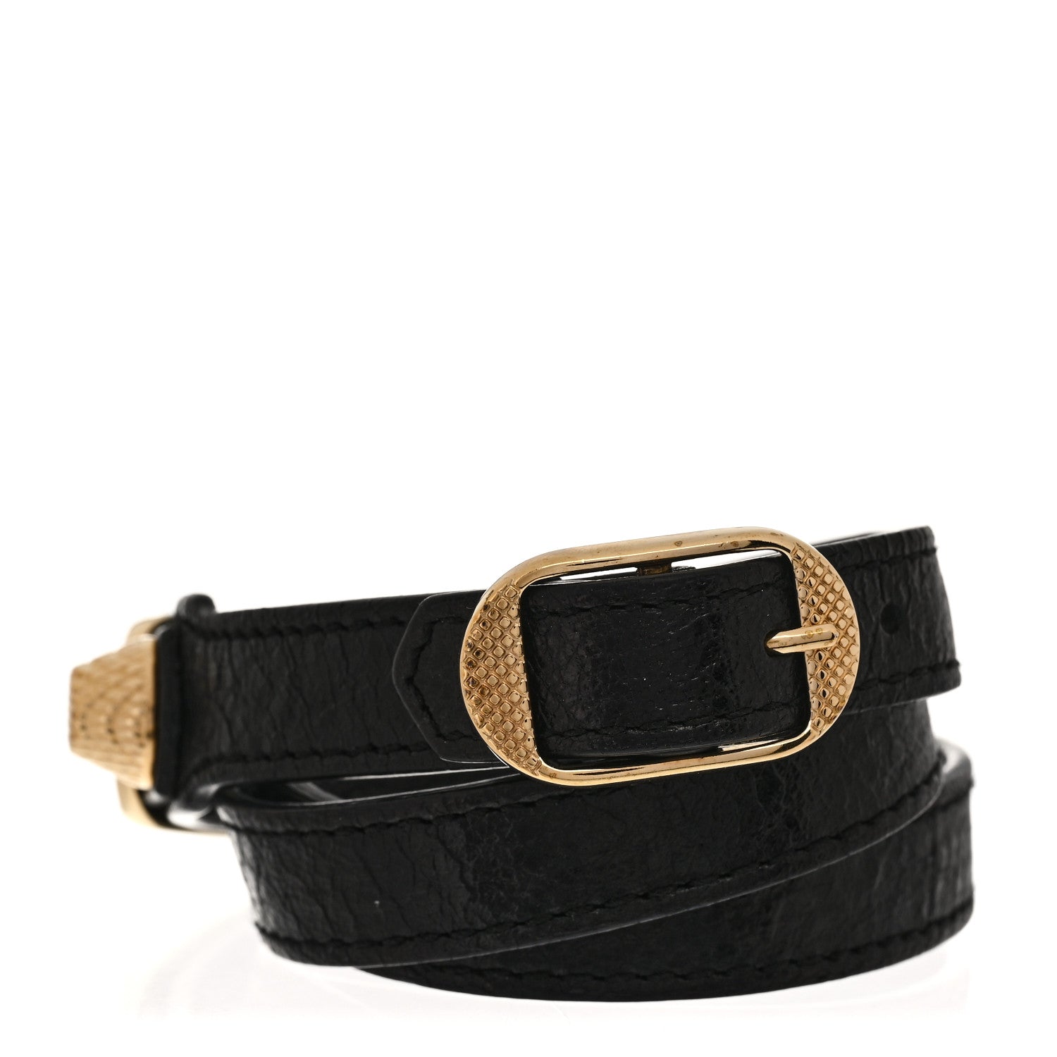 Balenciaga Agneau Giant 12 Gold Hardware Triple Tour Bracelet Black 1 of 8