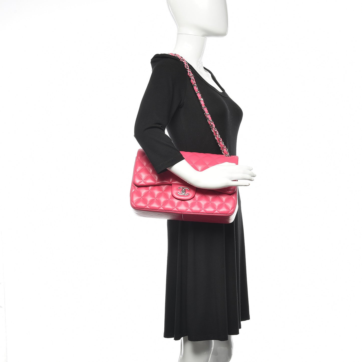 Lambskin Quilted Jumbo Double Flap Dark Pink