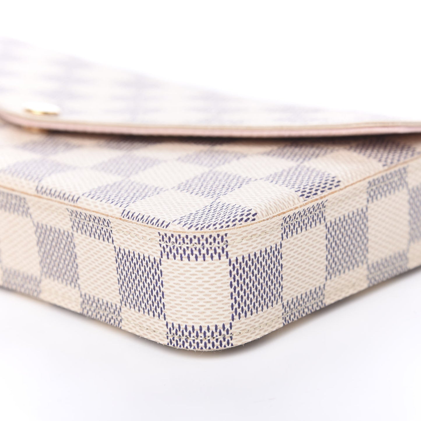 Damier Azur Pochette Felicie Chain Wallet Rose Ballerine