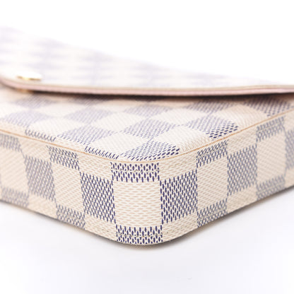 Louis Vuitton Damier Azur Pochette Felicie Chain Wallet Rose Ballerine 9 of 10