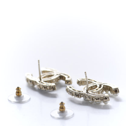 Chanel Resin Pearl CC Dazzling Domino Earrings Gold Black 3 of 5