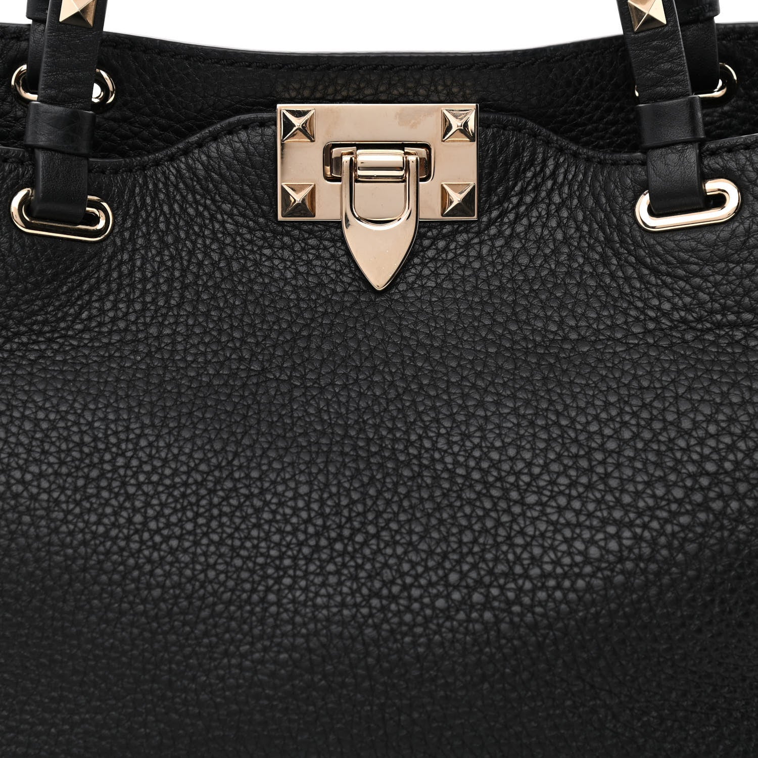 Valentino Garavani Grained Calfskin Small Rockstud Tote Black 7 of 10