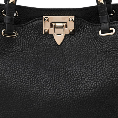 Valentino Garavani Grained Calfskin Small Rockstud Tote Black 7 of 10