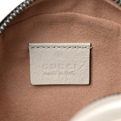 Gucci Calfskin Matelasse Mini GG Marmont Round Shoulder Bag White 6 of 10
