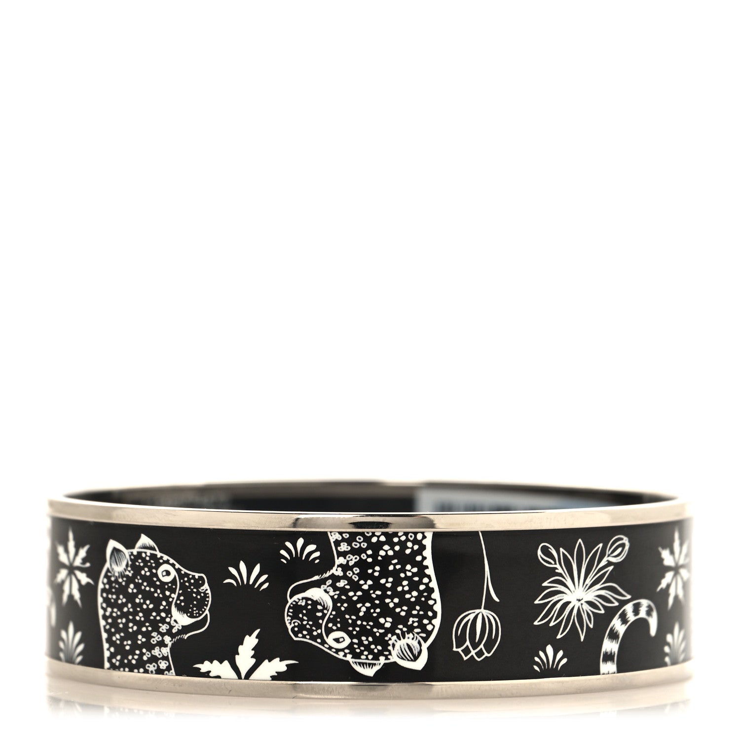 Hermes Enamel Printed Wide Les Léopards Bracelet 70 Positif Negatif 3 of 5