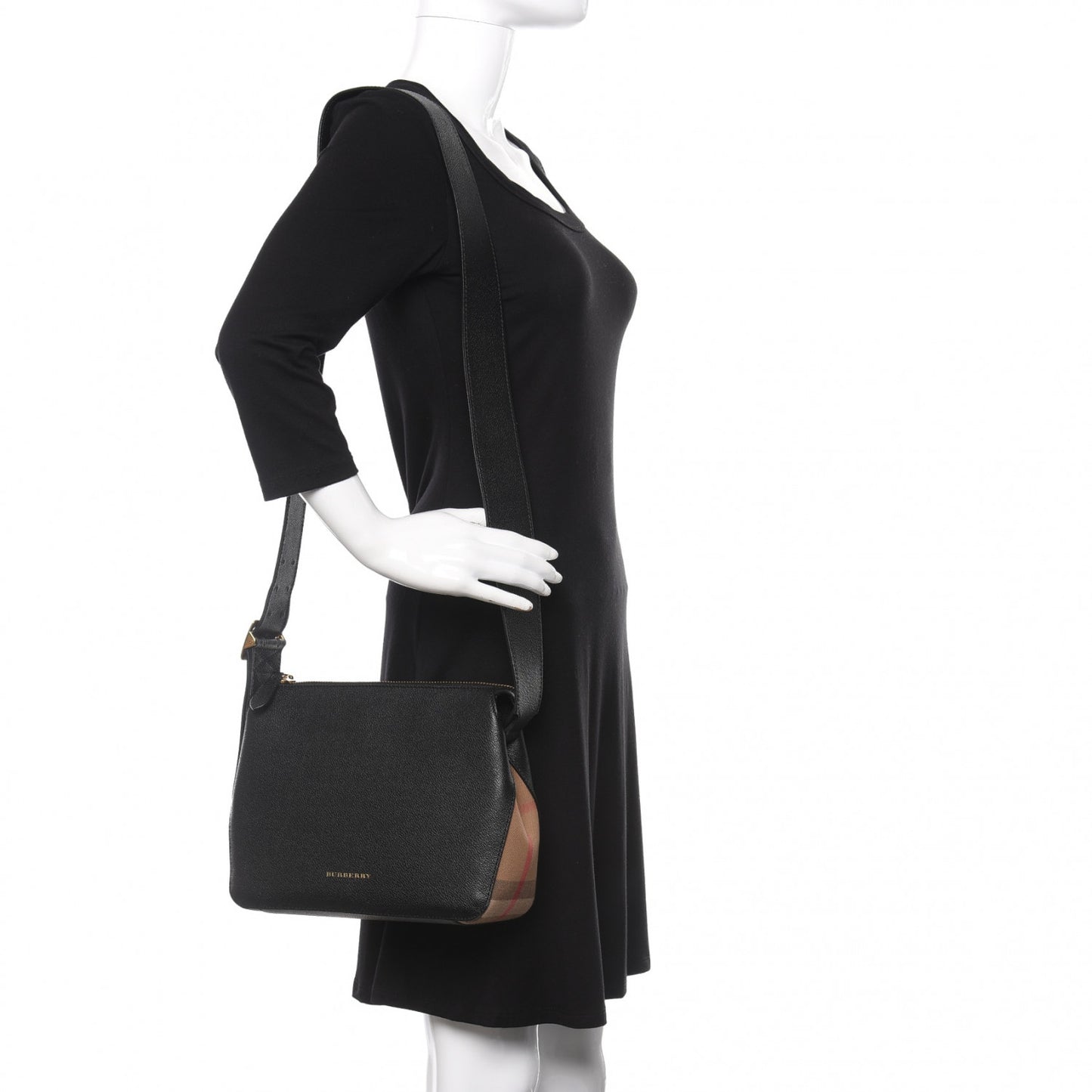 Soft Grain Calfskin House Check Small Helmsley Crossbody Black