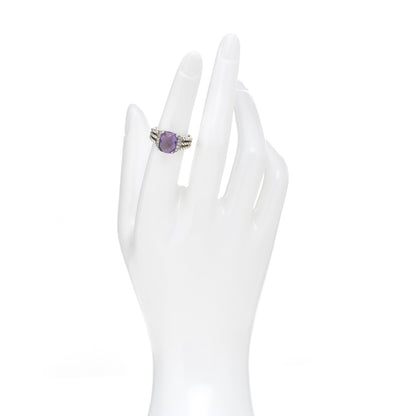 David Yurman Sterling Silver Diamond Amethyst 10mm Petite Wheaton Ring 51 5.75 2 of 5
