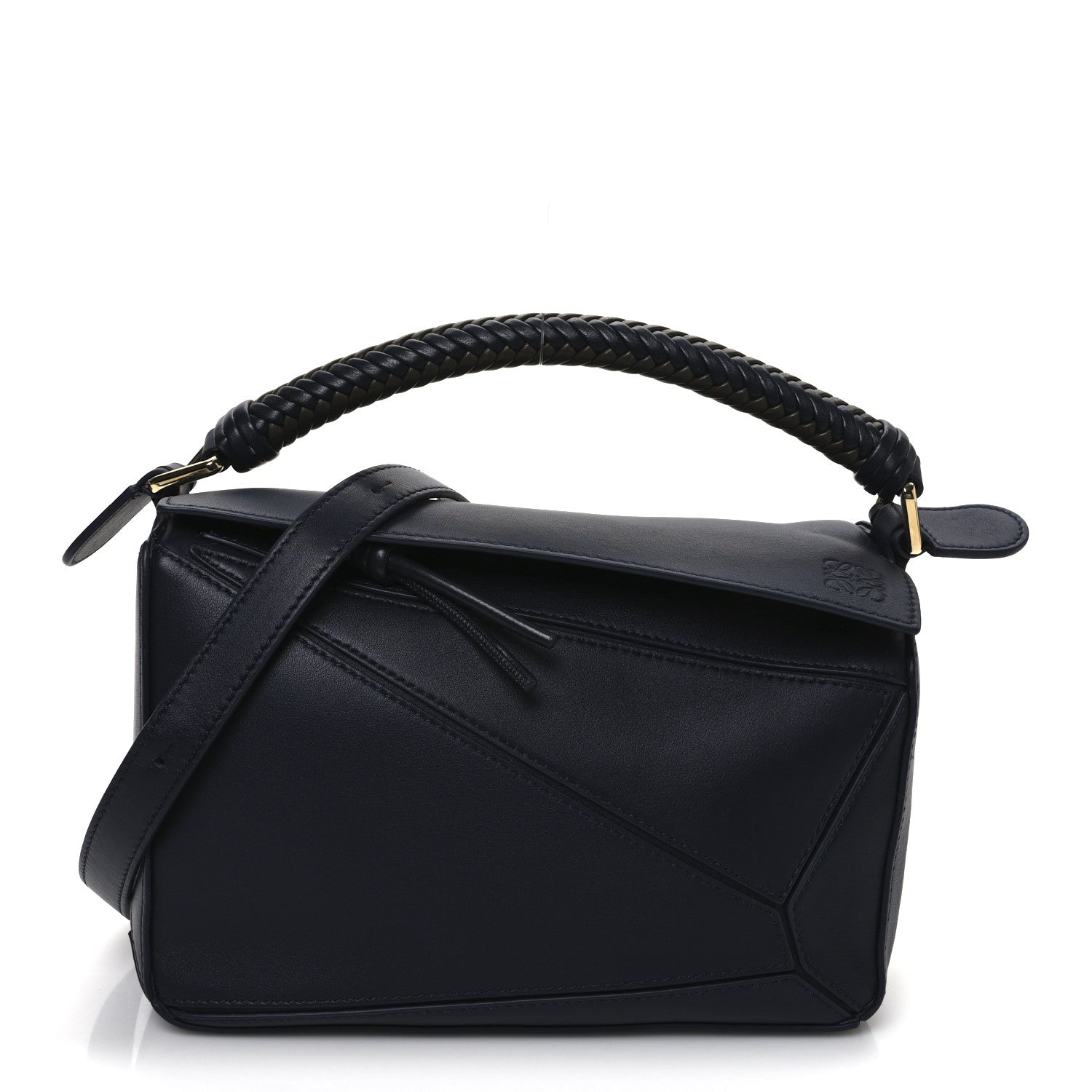 Loewe Calfskin Small Woven Puzzle Bag Dark Ink Dark Khaki 2 of 17