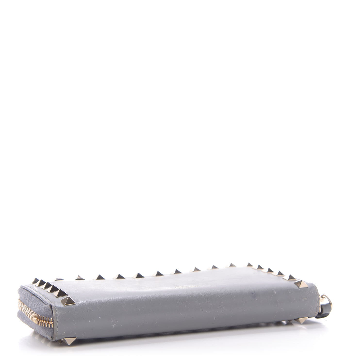 Valentino Garavani Calfskin Rockstud Zip Around Wallet Grey 4 of 8